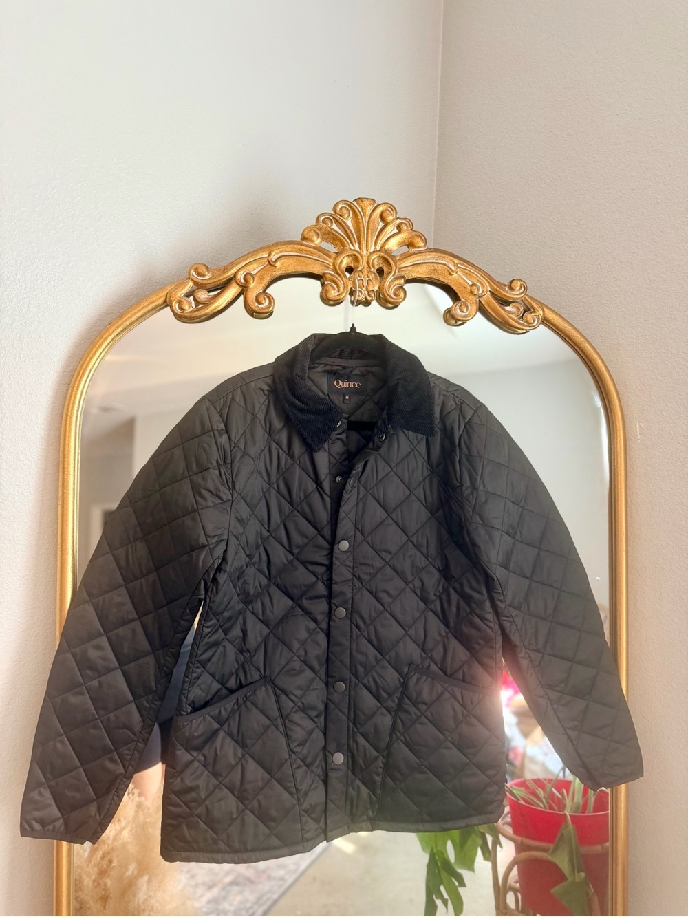Quince black quilted jacket medium